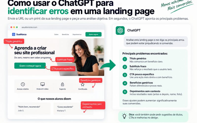 Como usar o ChatGPT para identificar erros em uma landing page